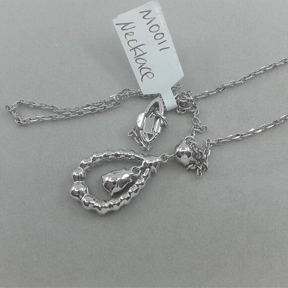 Vintage Givenchy Silver-Tone Crystal Teardrop Necklace - Picture 4 of 4